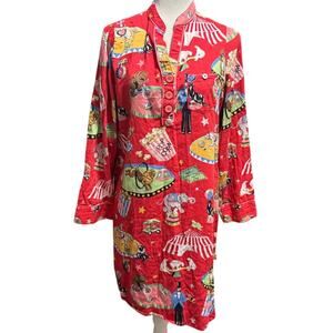 Nick & Nora Circus Print Sleep Shirt Nightgown – Cotton Pajama Dress – Size M